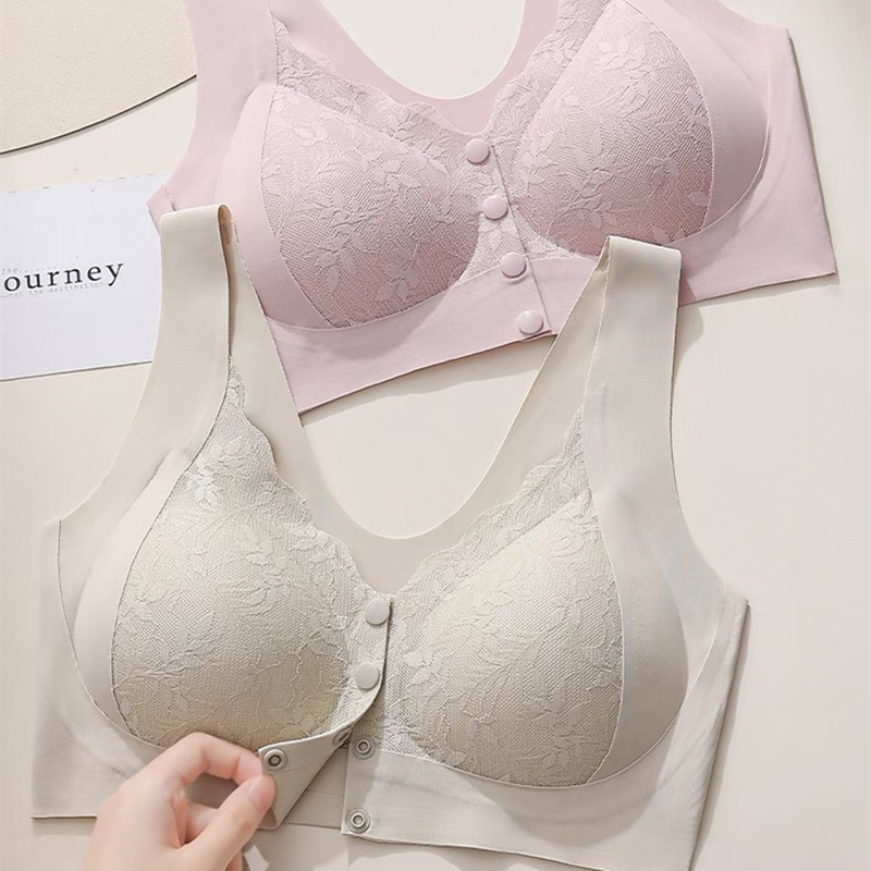 Full Coverage Bra - ベスト風前ボタンブラジャー 小胸用 スチールリングなし 調節可能 大きいサイズ オープンボタン