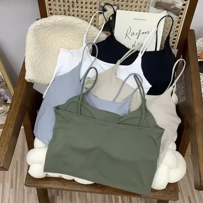 T Shirt Bra Seamless - 女性シームレスアイスシルクパッド入りキャミソールブラトップクロップタンクトップ夏ヨガワークアウトランニングフィットネスラウンジパジャマ