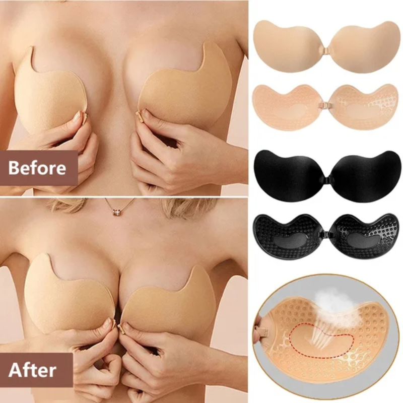 Backless Bra Sticky - 1/2pc 目に見えないプッシュアップブラジャー背中の開いたストラップレスブラジャーシームレスなフロント閉鎖 Bralette 下着女性自己粘着シリコーン粘着