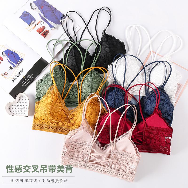 Lace Bralette Set - 3Dセクシーなランジェリーシームレススポーツブラuタイプ背中プッシュアップbraletteブラジャー女性下着ZW7339