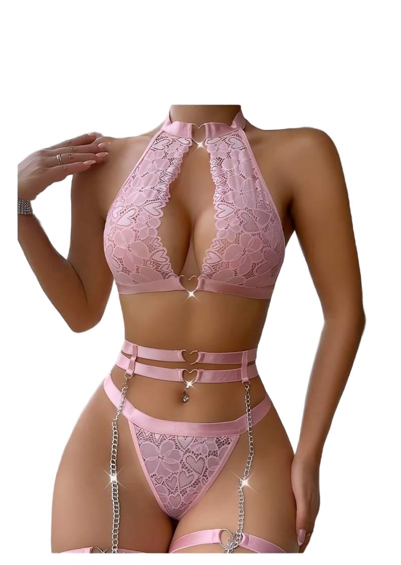セクシーなランジェリーセット、プッシュアップレースガーターラ - Plunge Bra Push Up のレビューと価格