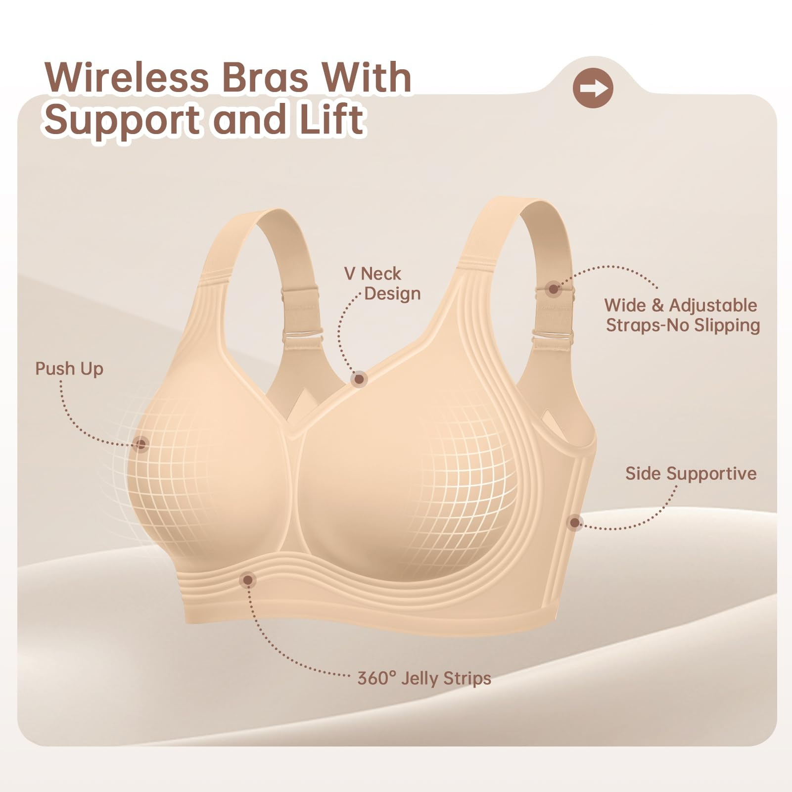 プラスサイズ ワイヤレスブラジャー 女性用 B-DDDカップ - Full Coverage Bra のレビューと価格