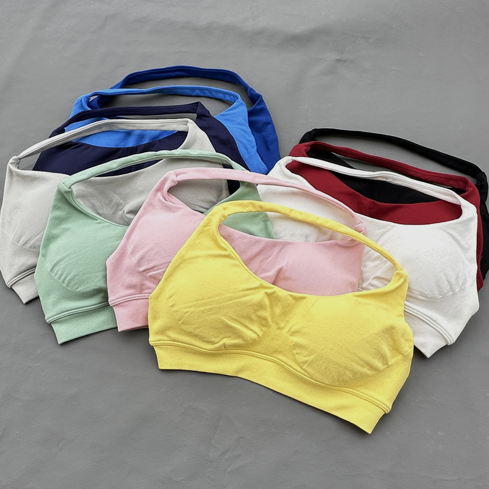 スポーツブラ レディース シームレス ホルターネックトップ  - Plunge Bra Push Up のレビューと価格