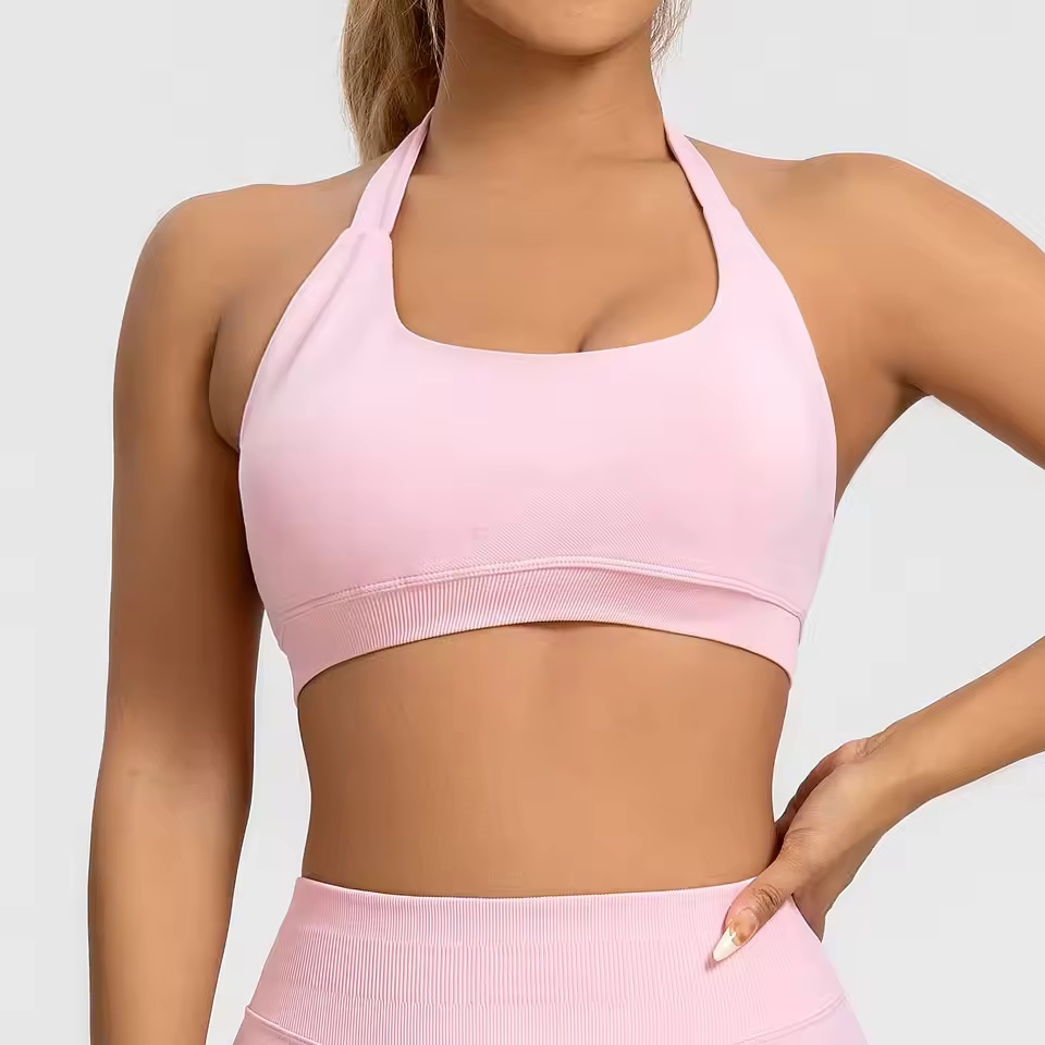 スポーツブラ レディース シームレス ホルターネックトップ  - Plunge Bra Push Up のレビューと価格