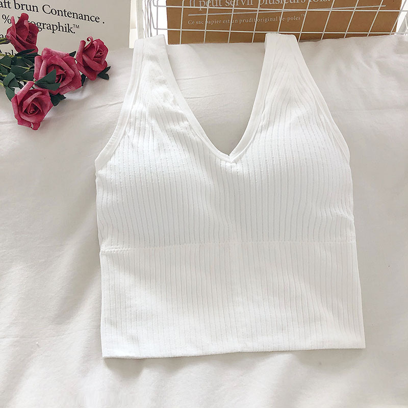女性のタンククロップトップス女性トップスセクシーなランジェリ - T Shirt Bra Seamless のレビューと価格