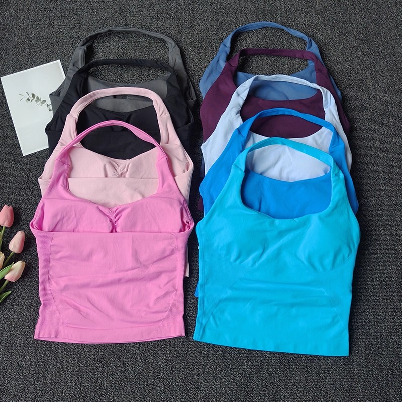 レディースシームレスホルターネックスポーツベストヨガバックレ - T Shirt Bra Seamless のレビューと価格