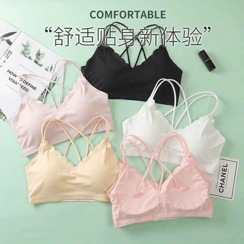 女性のためのセクシーな3Dスポーツブラ,シームレス,ストラッ - Lace Bralette Set のレビューと価格