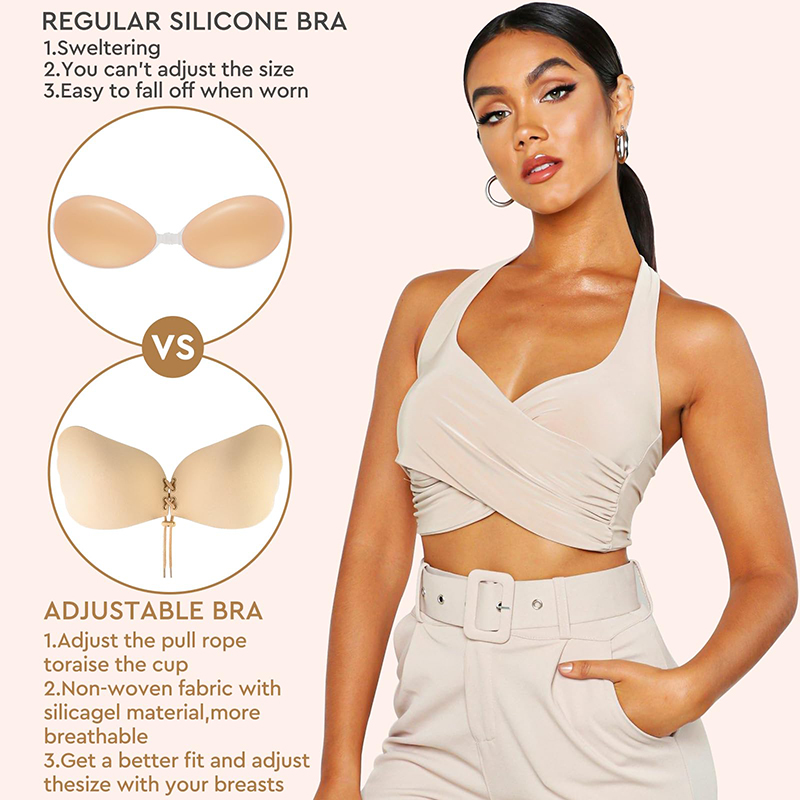 1/2ペア レディース サマー バックレス ストラップレス  - Plunge Bra Push Up のレビューと価格
