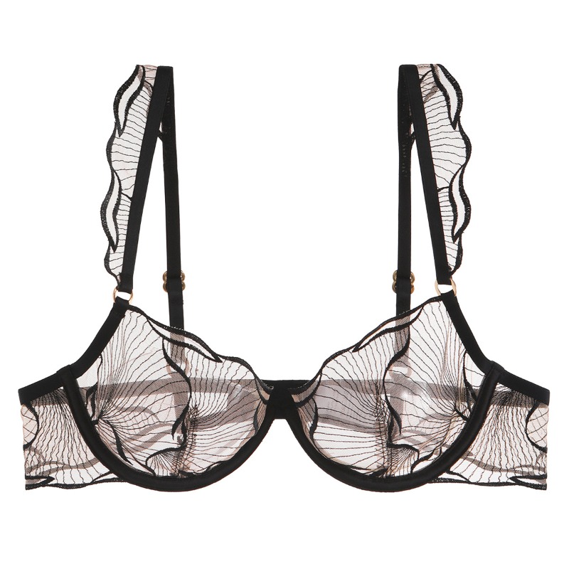 エレガントなフランス製ミニマイザーブラ、繊細な刺繍レース、大 - Lace Bralette Set のレビューと価格